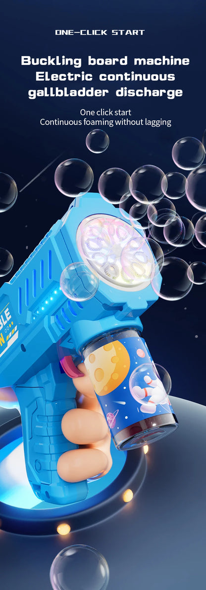 One Pack Of Children's 10  Launcher Handheld Portable Electric Automatic Bubble Gun LED Light For Boys And Girls