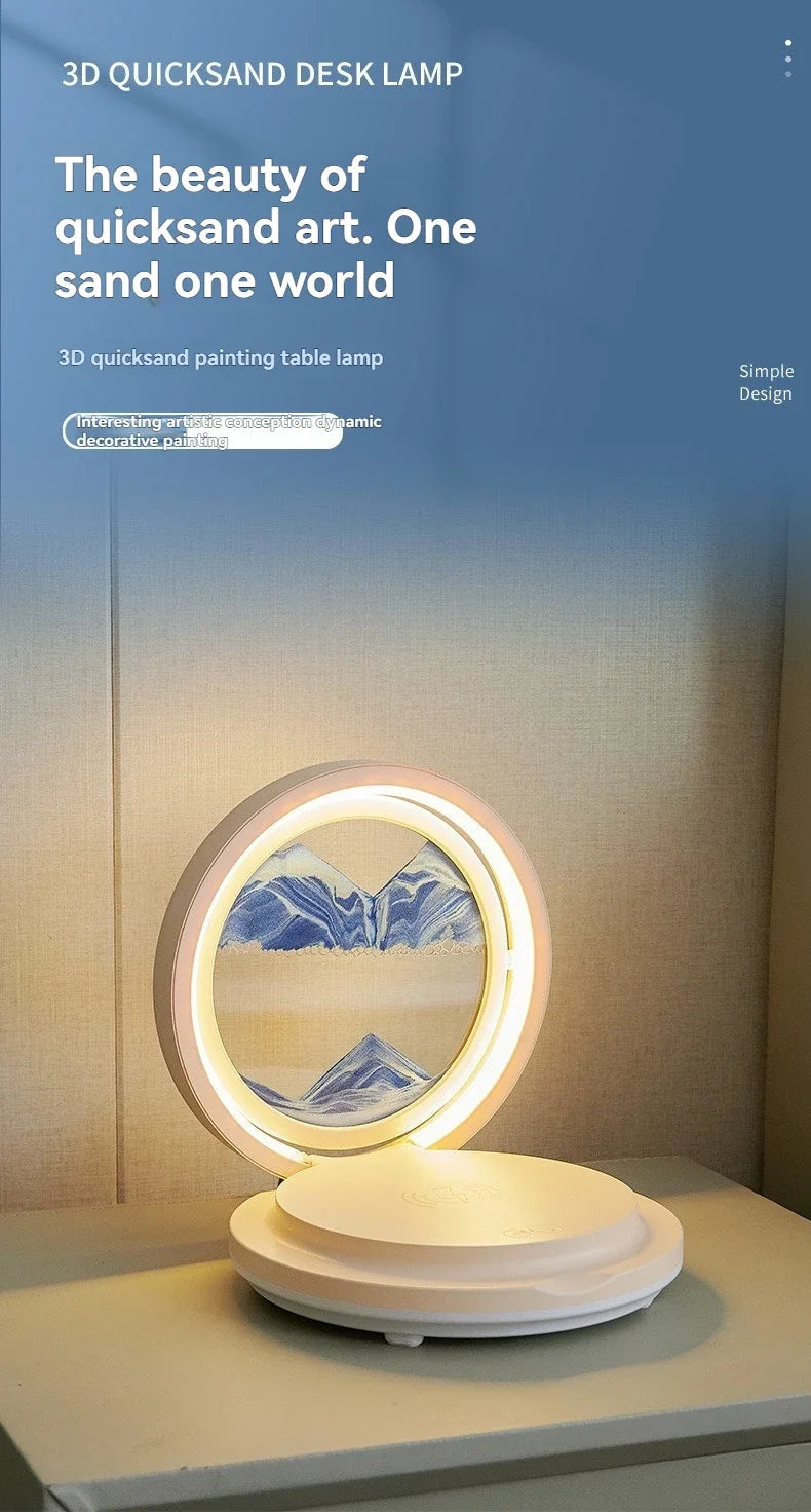 three in one folding sand painting bedside table lamp multifunctional wireles charging Bluetooth sound system music