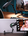 Low Profile Microphone Arm with Cable Channels Desk Clamp 360° Rotatable Foldable for Streaming Recording
