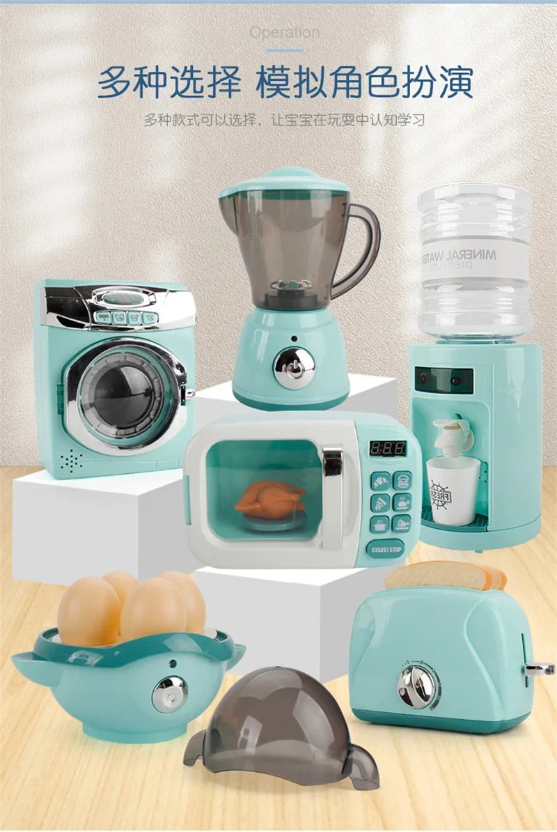Kitchen Toys for Girls Boys Home Appliances Juicer Washing Machine Toaster Microwave Egg Cooker  Play House Toys