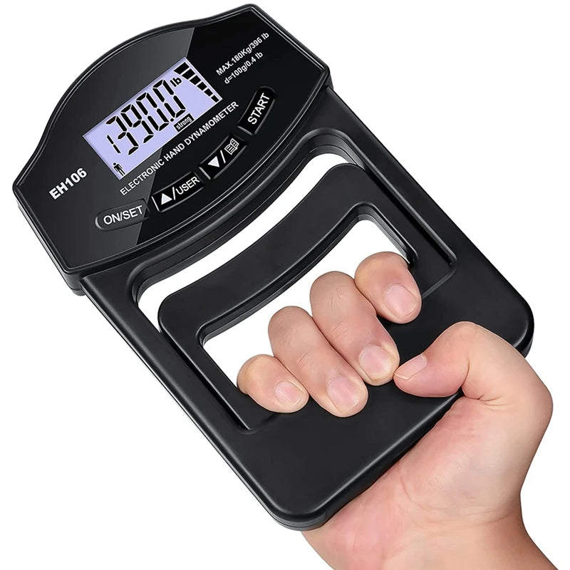 396Lbs/180Kg Digital Hand Dynamometer Grip Grip Strength Tester with LCD Screen for Forearm Training Finger Power Weightlifting