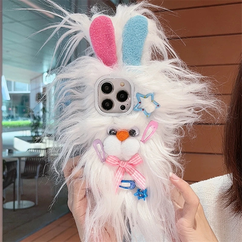Cute Plush Monster Fluffy Halloween Case For iPhone 15 14 13 Pro Max Star Cartoon Anti-Drop Soft Protective Furry Cover