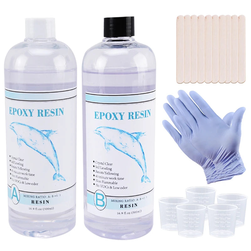 1:1 Clear Epoxy Resin Casting Kit – Crystal Clear Art Resin with Measuring Cups & Accessories