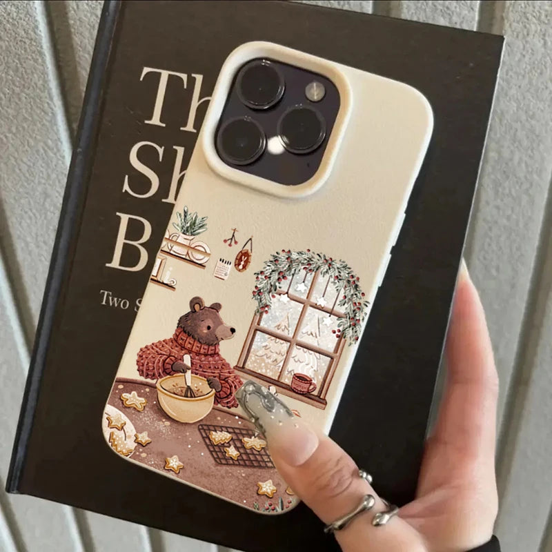 Cartoon Animal Bear Squirrel Phone Case For iPhone 17 16 15 Plus Pro Max Air Cases iPhone 14 Pro Max 16e Cover