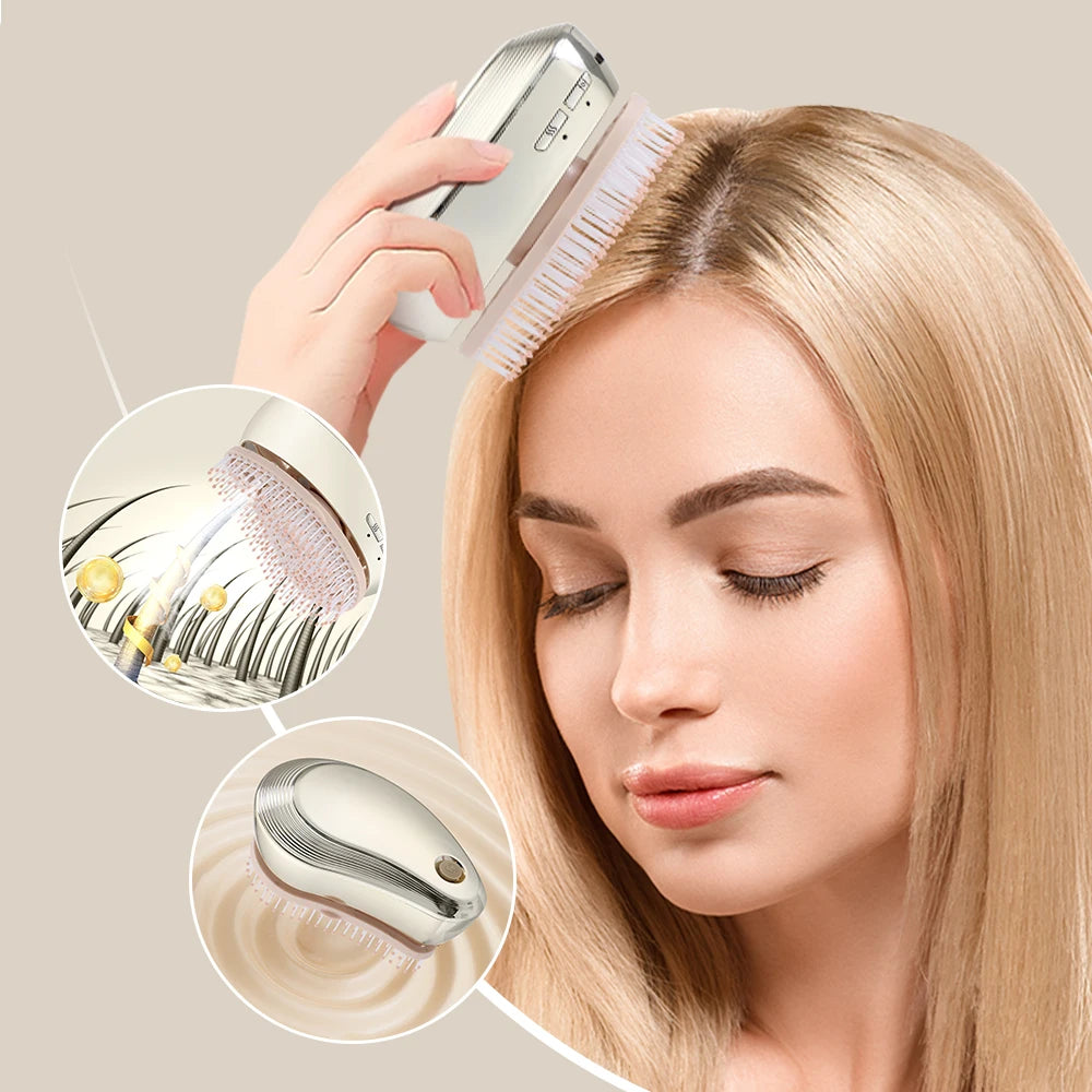 Hair Care Spray Massage Comb Vibration Massage Essential Oil Atomizationdouble Toothed Comb Relax the Scalpto Removable Washable