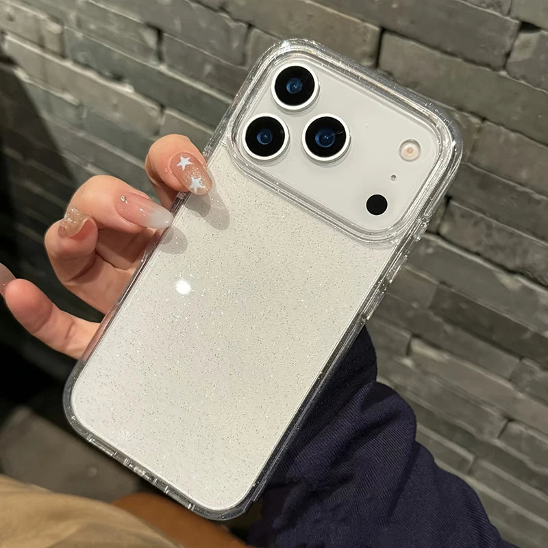 Luxury Glitter Bling Transparent Case For iPhone 17 Pro Max 17 Air 14 15 16 Pro Max Shockproof TPU Cover