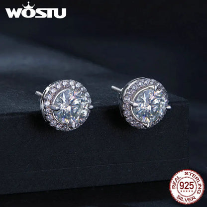 Classic Round 2 CT D Color Moissanite Stud Wedding Earrings