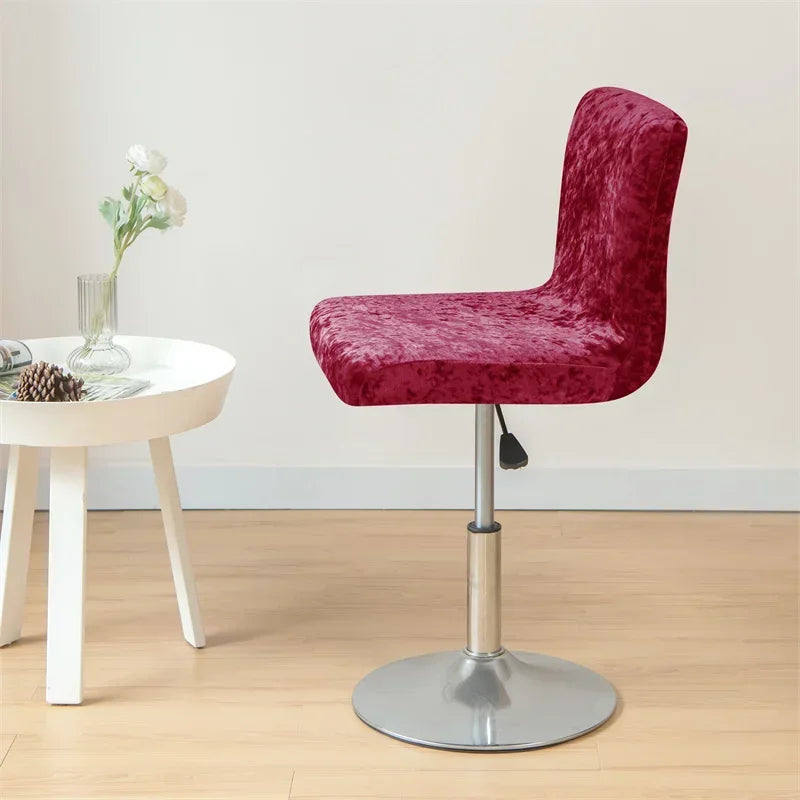 1PC Shiny Velvet Short Bar Chair Covers Stretch Back Bar Stool Covers Small Size Dining Barstool Slipcovers Party Banquet Decor