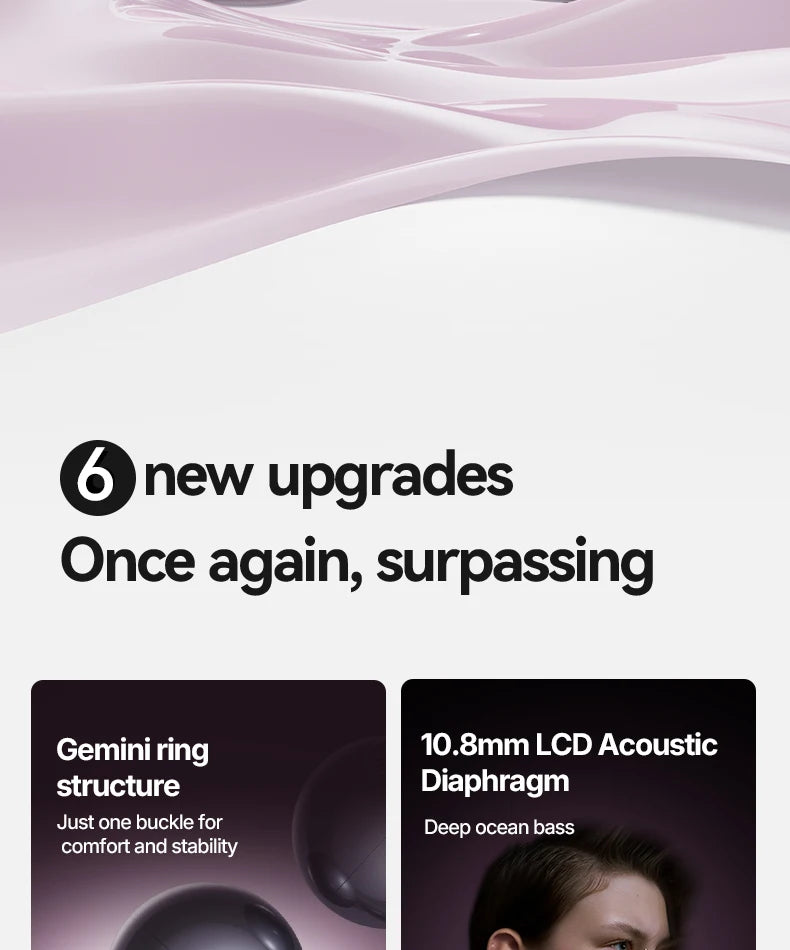 F60 Open Ear 360° Panoramic Sound Headphones Deep Bass Earphones Hi-Pure Original High Lossless Quality Sound Headset