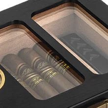 Cigar Humidor, Glass Top Cedar Wood Humidor Box, Cigar Case for 20-35 Cigars with Hygrometer, Cigar V-Cutter, Desktop Humidor