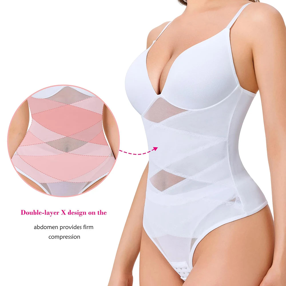 Women Tummy Control Bodysuit Shapewear with Built-in Bra & Butt Lifter