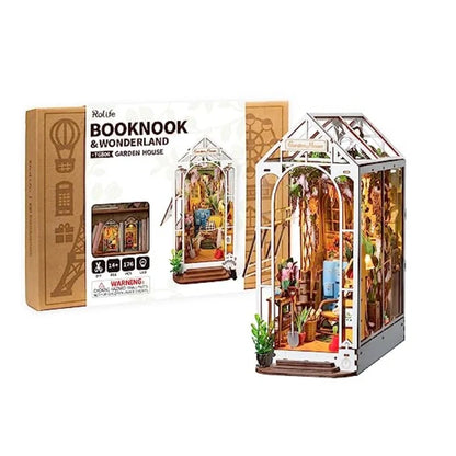 DIY Book Nook Wooden Miniature Doll House for Bookshelf Insert Furniture