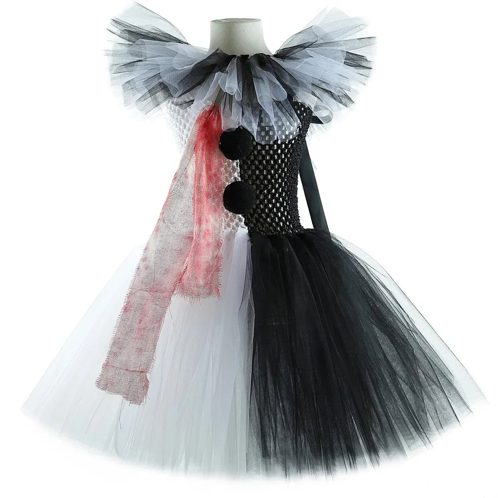 Killer Clown Costume for Girls Halloween Fancy Tutu Dress Blood Scary Art The Clown Terrifier Costume for  Carnival Clothes