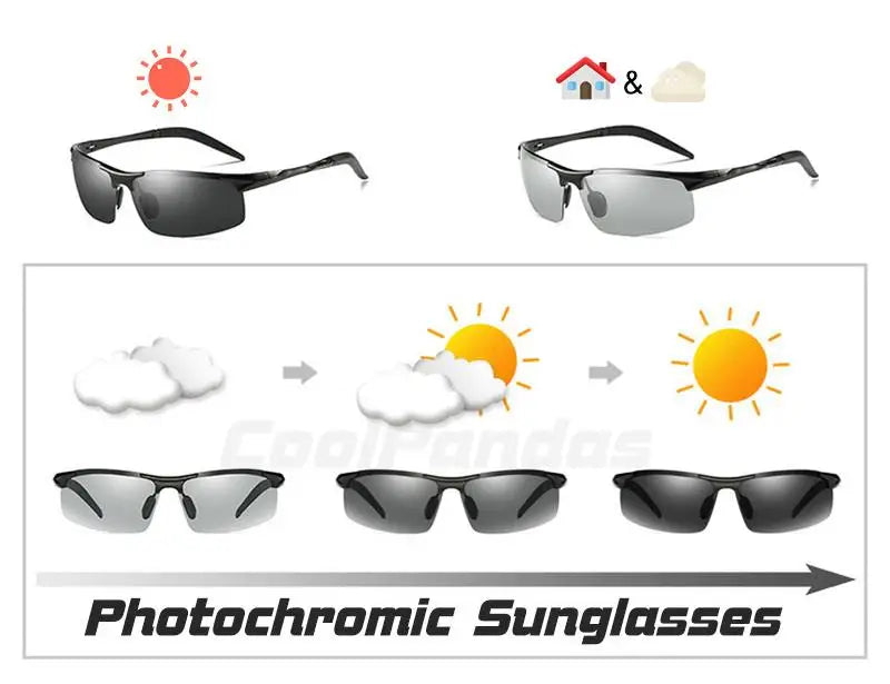 Aluminum Photochromic Polarized UV400 Anti-Glare Driving Sunglasses for Men Women