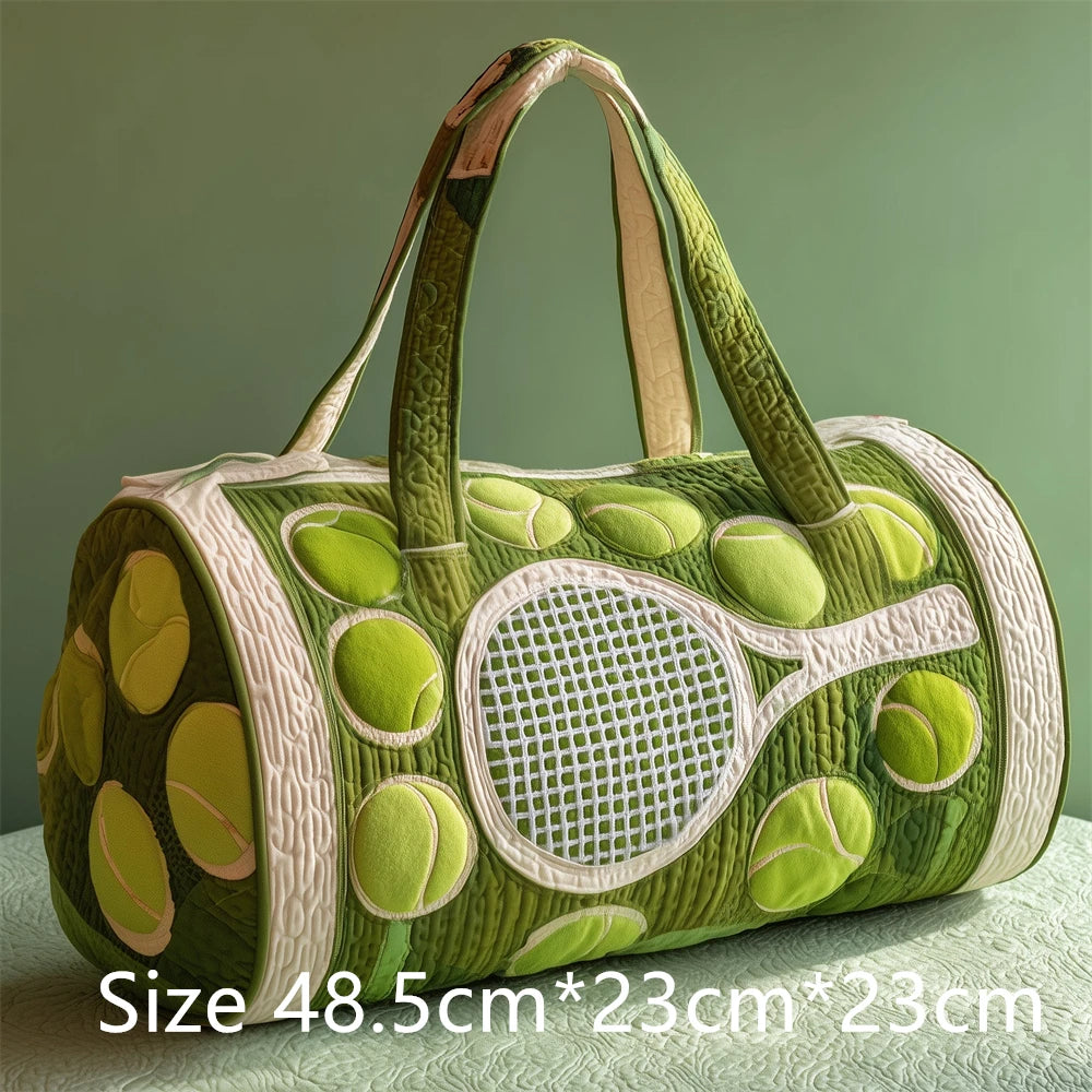 Tennis Racket 3D Printed Quilted Duffel Bag Large Capacity Sports Travel Gym Bag Fashion Weekender Overnight Bag for Men Women