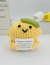 3 Pcs Funny Positive Crochet Sunshine Doll Desktop Ornament Handmade Cheer Emotional Support Positive Sun with Card Home Party Decor