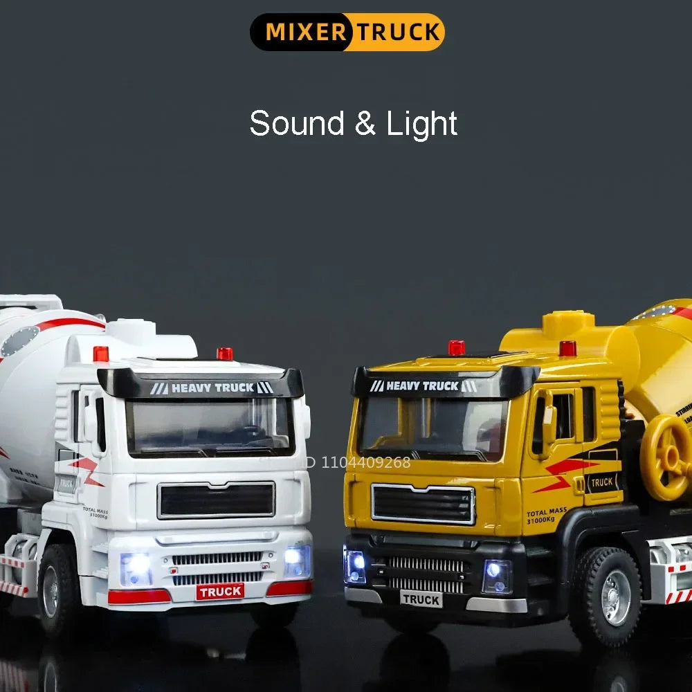 1:40 Electric Cement Mixer Truck Model Toy Alloy Diecast Sound Light Pull Back Engineering Vehicle Models for Boys Gifts