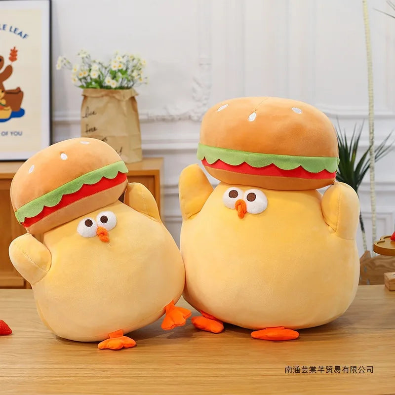 Cartoon Burger And Chicken Plush Toy Soft Throw Pillow