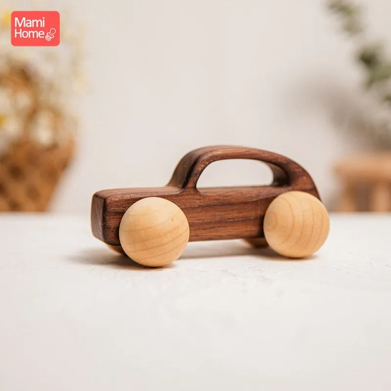 Wooden Baby Dragging Stars Moon Surround Car Beech Baby Toys Car Montessori Toys Hand Coordination Toy Handmade Decoration Gifts