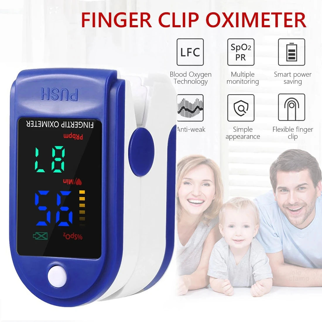 Pulse Oximeter Finger Clip Thermometer Electronic Soft Head Oral Armpit Temperature Measurement Household Adults