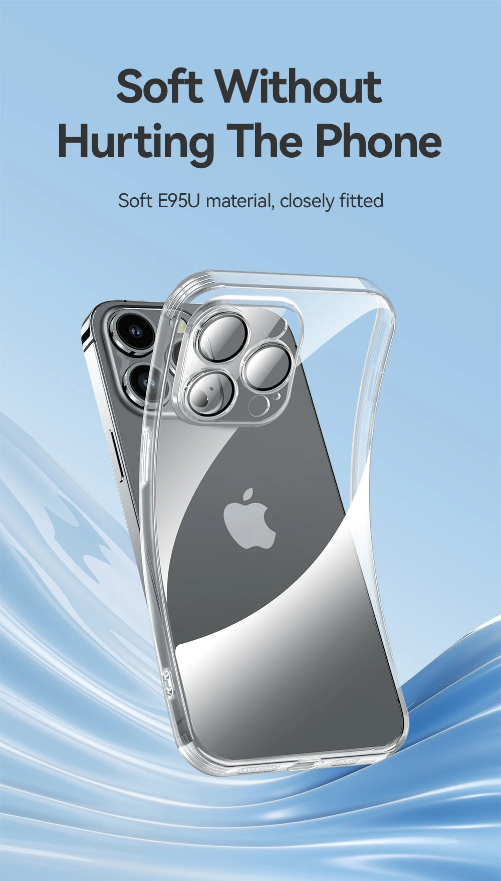 Case For iPhone 16 Pro Max Anti-drop Transparent Cover For iPhone 16 15 14  Pro Max Soft TPU Case With Len Protection