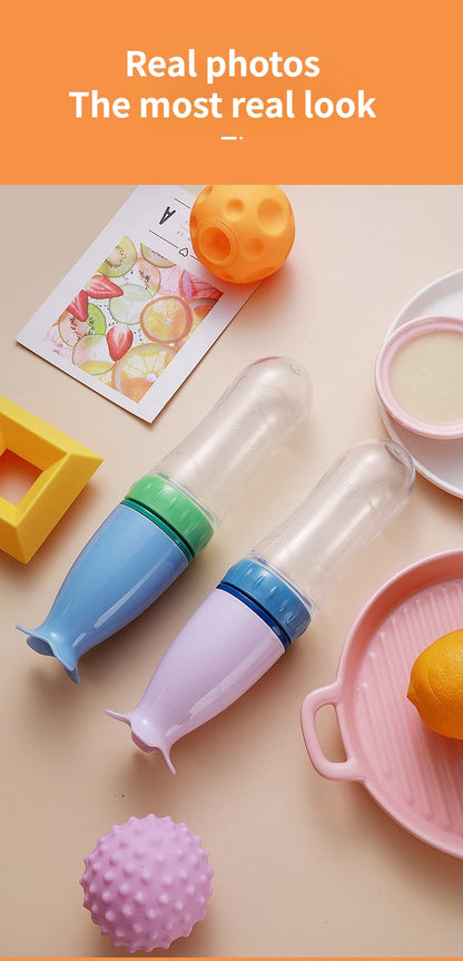 Silicone Squeezing Feeding Bottle Newborn Baby rice cereal Training Rice Spoon Infant Cerea Food Supplement Feeder Portabl 90ml