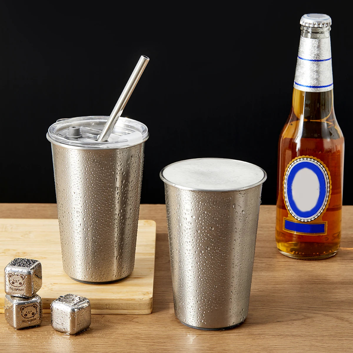 Stainless Steel Quick Cooling Mug Portable Freeze Cup with Lid Fast Chill for Beer Juice Cold Drinks Large Capacity Home Car Use