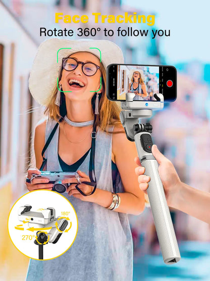 Smartphone Gimbal Stabilizer, Gimbal Stabilizer, Face Tracking without APP - 4 in 1 Mobile Gimbal Stabilizer with RGB Fill Light