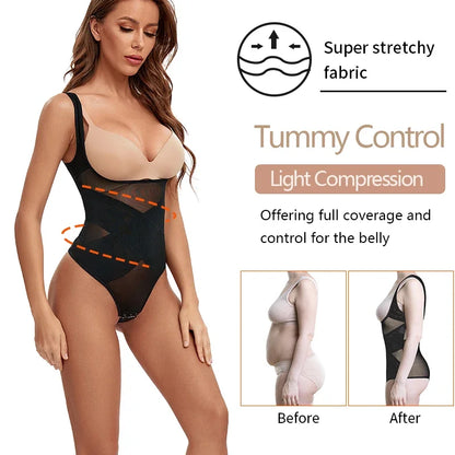 Womens Shapewear Bodysuit Thong Tummy Control Butt Lifter Body Shaper Seamless Waist Trainer Corset X-shaped Stomach Girdles