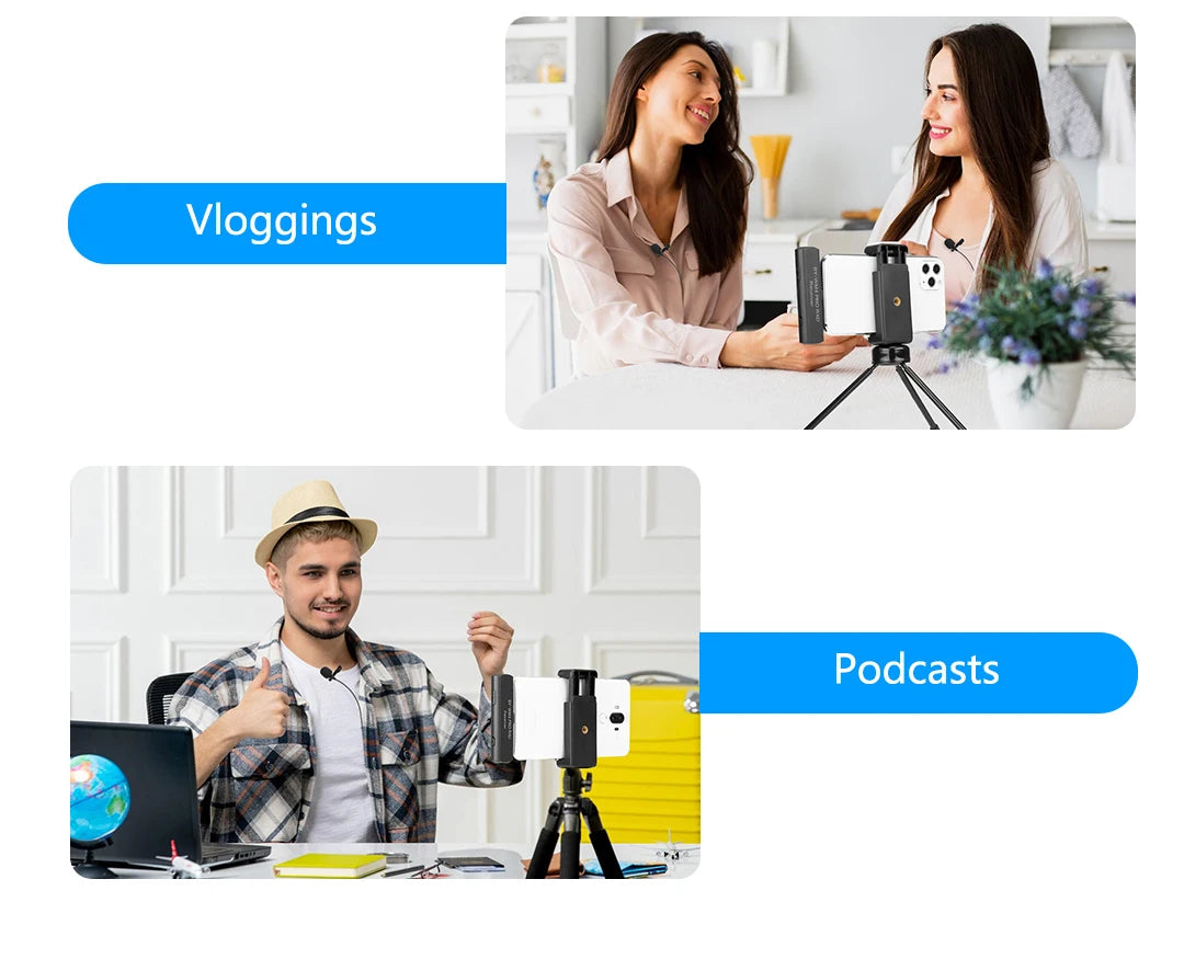 BY-WM4 PRO Wireless Lavalier Microphone for iPhone Android Smartphone DSLR Cameras Youtube Recording Live Streaming Vlog