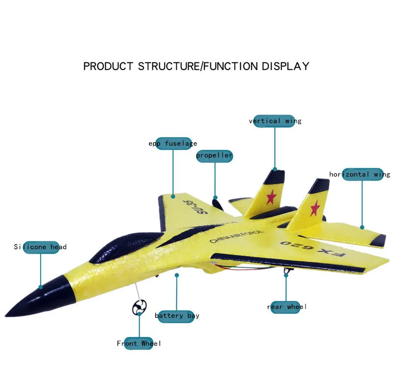 FX620 RC Plane Drone SU35 2.4G Fixed Wing Fighter Electric Toys Airplane Glider EPP Foam Toys Kids Boys Gift