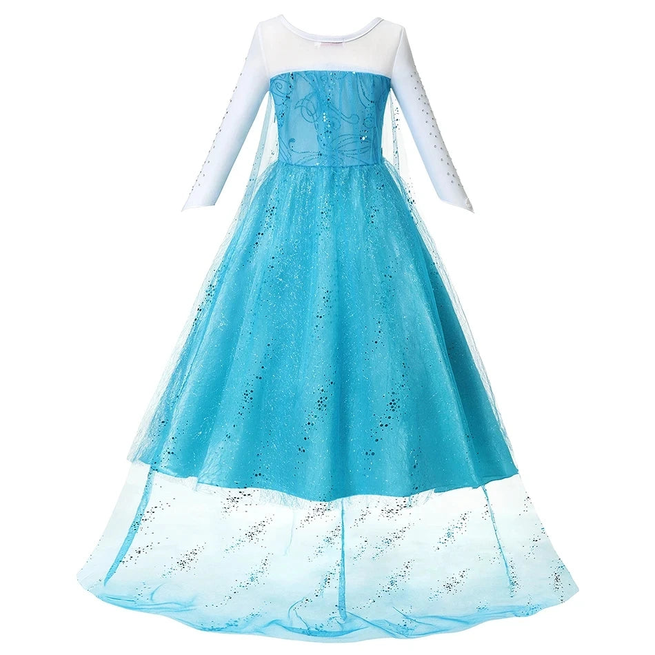 Frozen Elsa Snow Queen Princess Girls LED Light Up Dress Halloween Carnival Clothing Party  Cosplay Costume