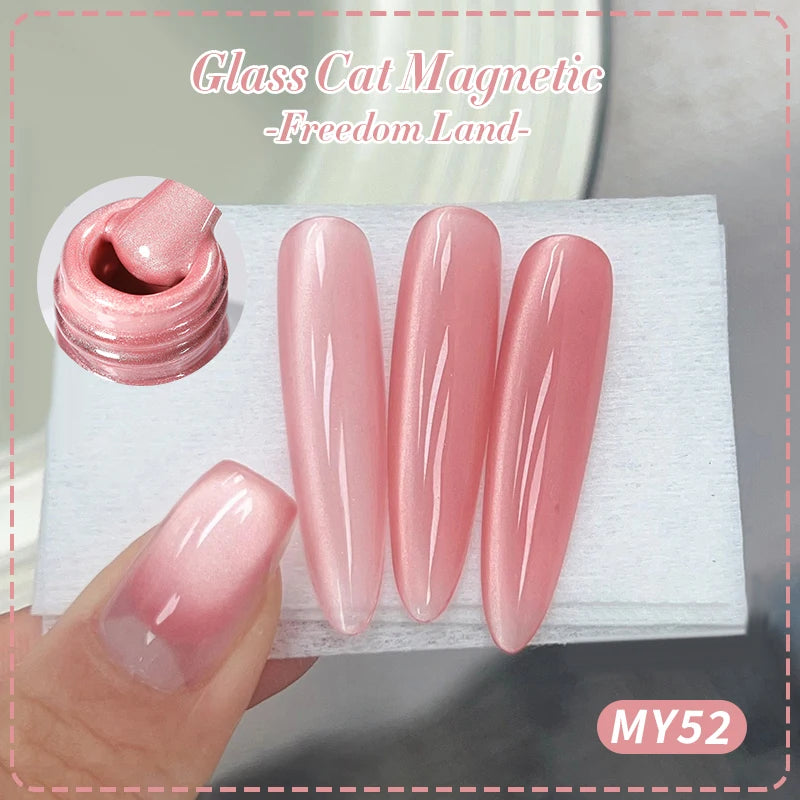 10ml Pink Glass Bead Cat  Gel Nail Polish Spring Moonlight Jelly Crystal Semi Permanent Soak Off Manicure