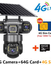 Solar Camera 4G Sim Outdoor 3 Lens 3 Screen 10X Zoom PIR Human Detect Cameras Waterproof Night Vision CCTV Security Protection
