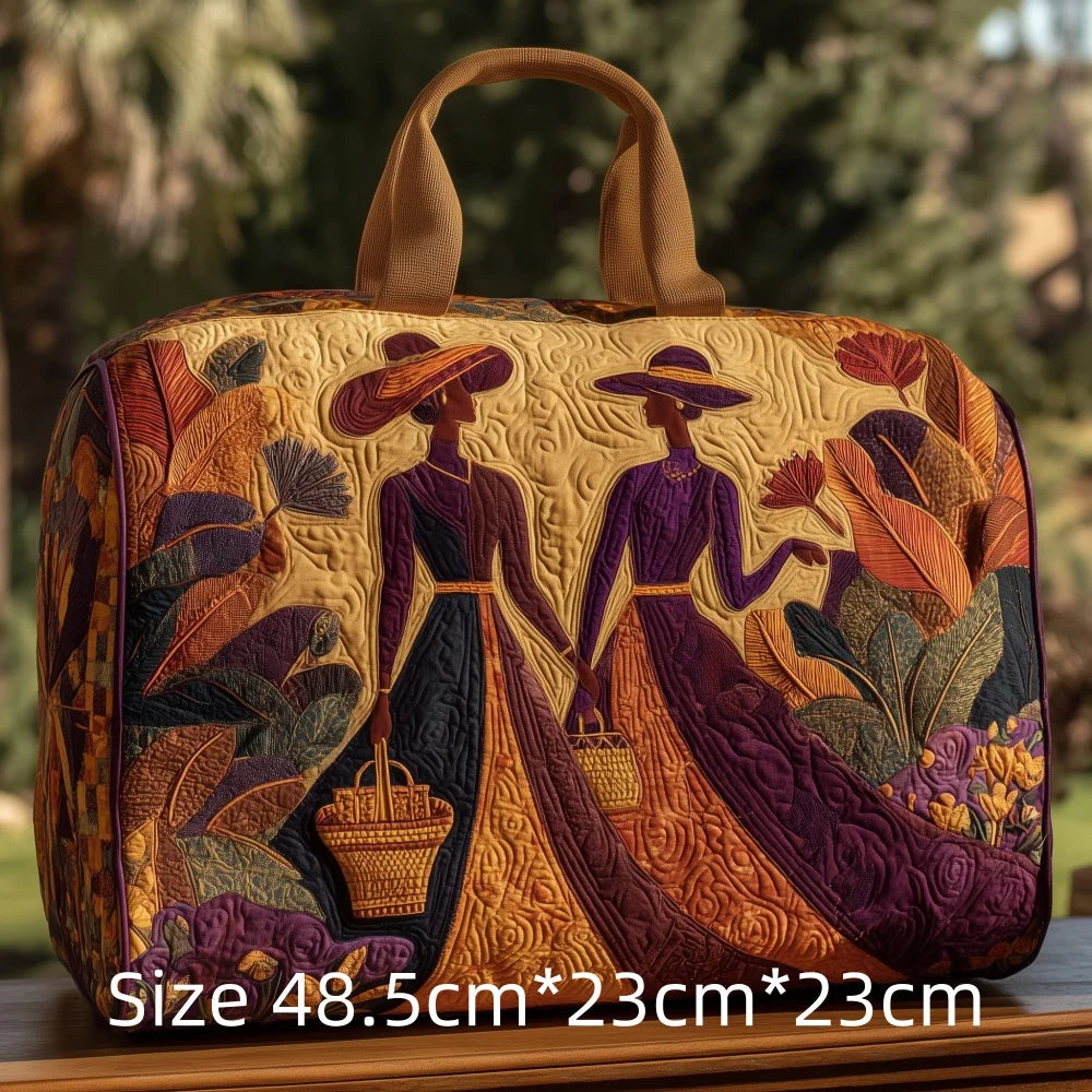 3D Quilted Africa Travel Bag for Women Boho Weekender Bag with African Women Map Print Carry on Luggage Unique Festival Bags