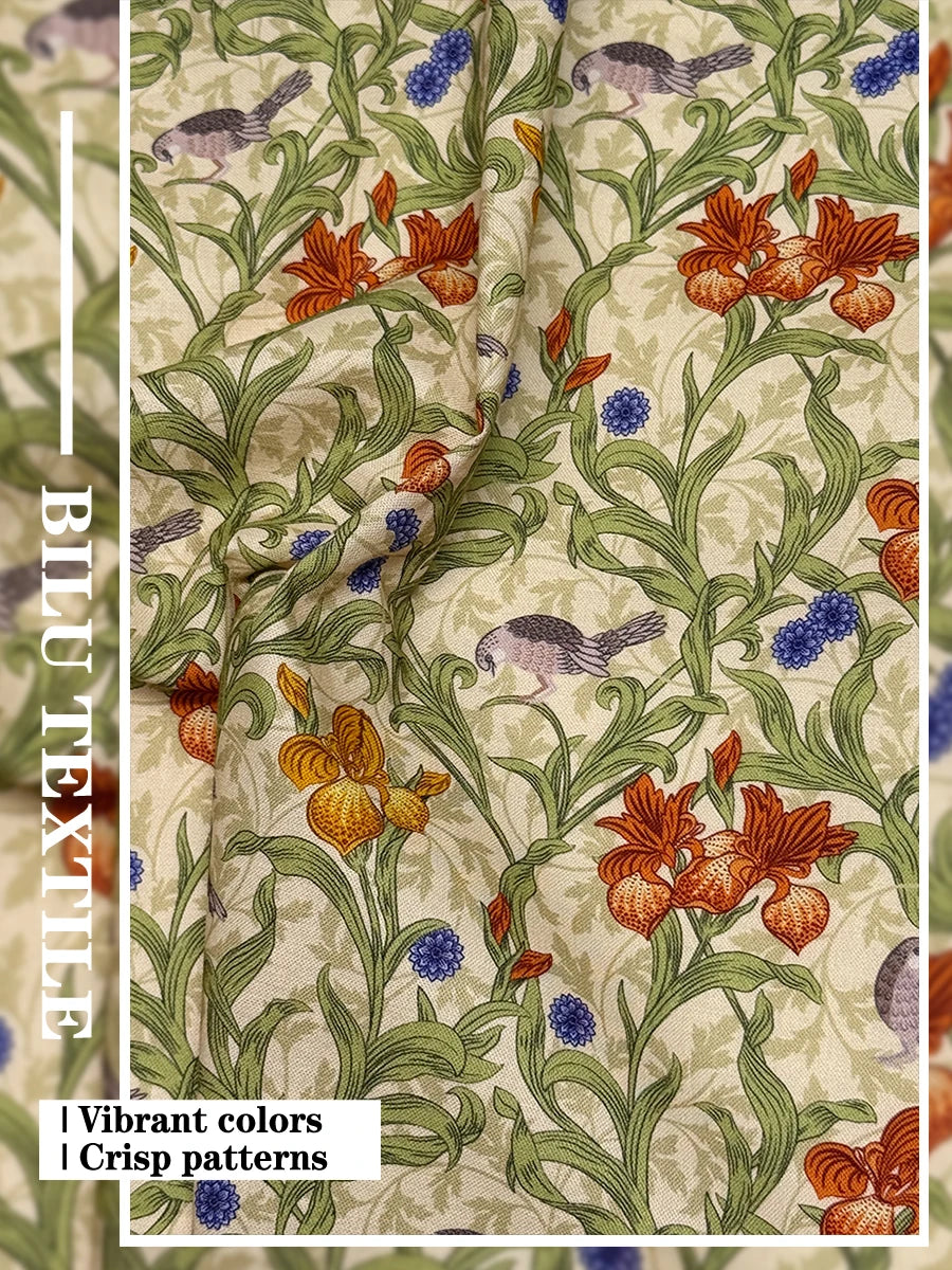 1M/5M Vintage Morris Flowers 100% Cotton Poplin Printing Fabric 80S Like London Liberty Hand Sewn DIY Doll Clothing Dress Cloth