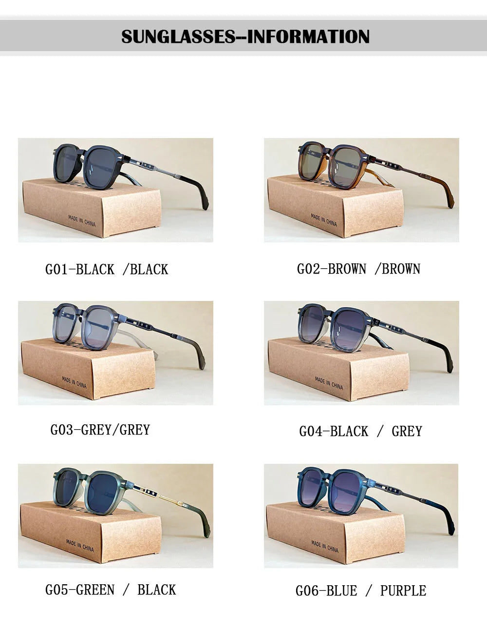 Vintage Square Acetate Frame Sunglasses With UV400 Protection