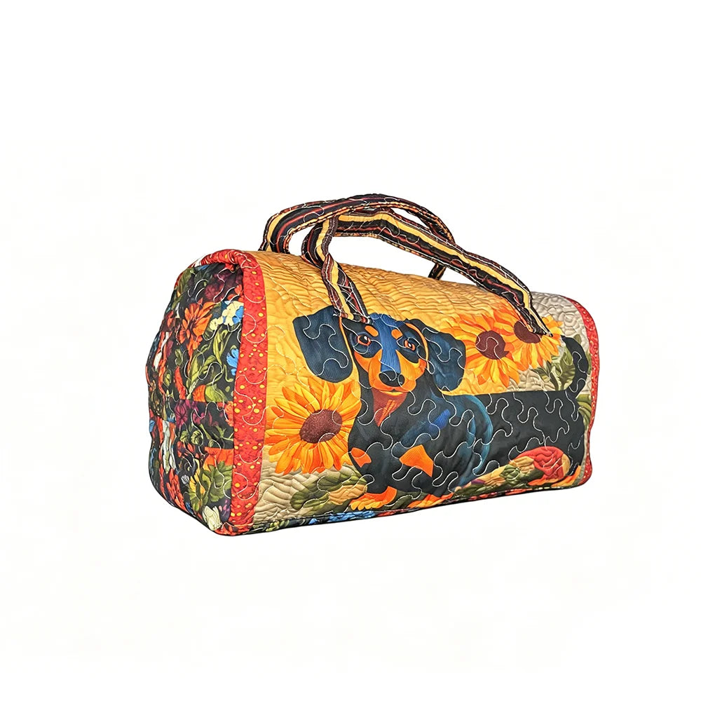 Cute 3D Quilted Cat Tote Bag Halloween Pumpkin Fall Leaves Floral Print Unique Travel Handbag Gift for Cat Lovers Shoulder Purse