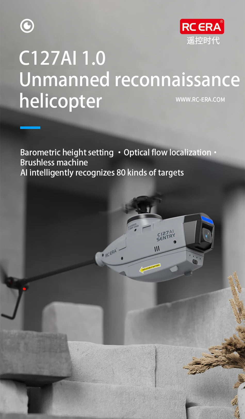 RC ERA C127AI C127 C128 2.4G 6-Axis Gyro Stabilized Flybarless Professional RC Helicopter 4ch Remote Control Aicraft for Adult