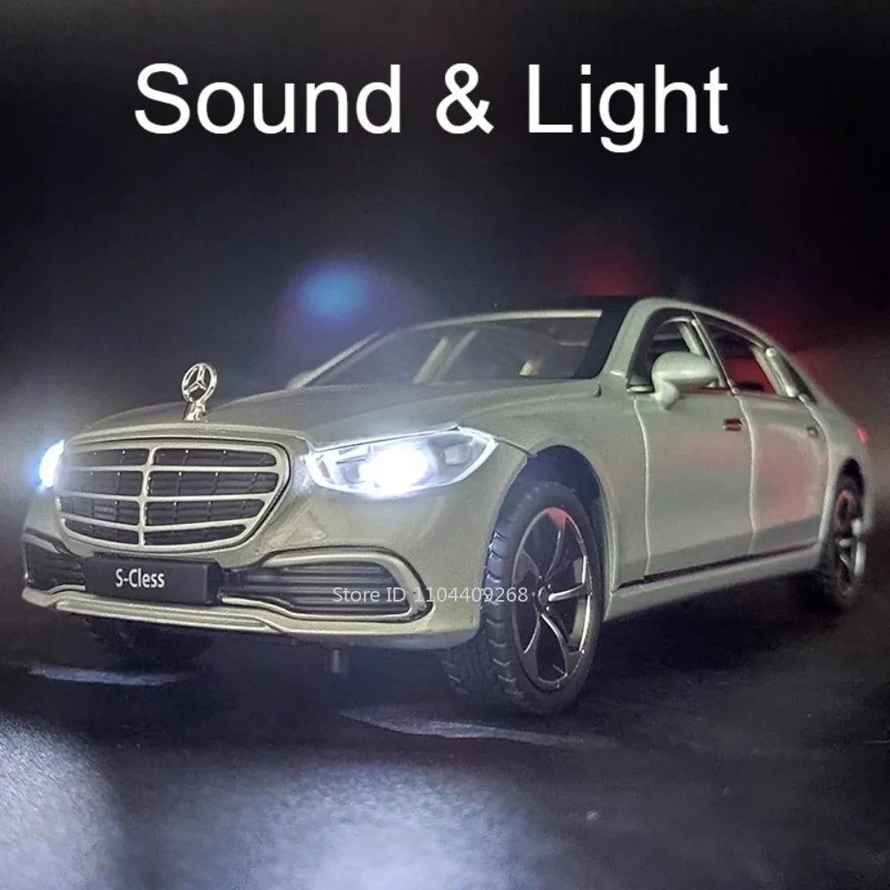 1:24 Scale S400L GLE350 Car Toy Model Doors Opened Sound Light Pull Back Metal Diecast Miniature Vehicle Collection Gift