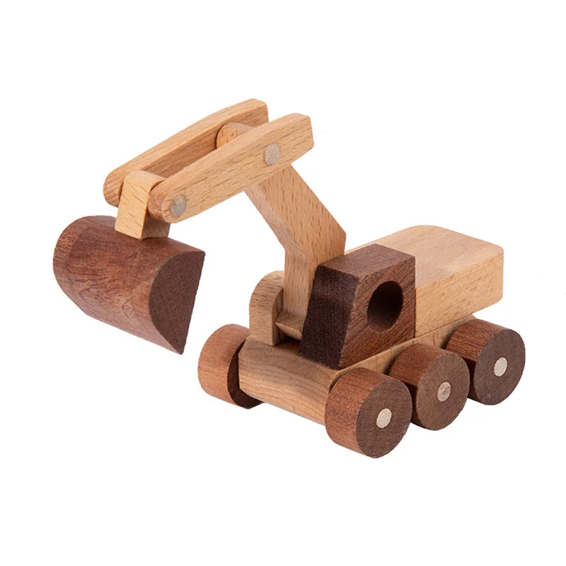 Wooden Cartoon Vehicle Toy Set