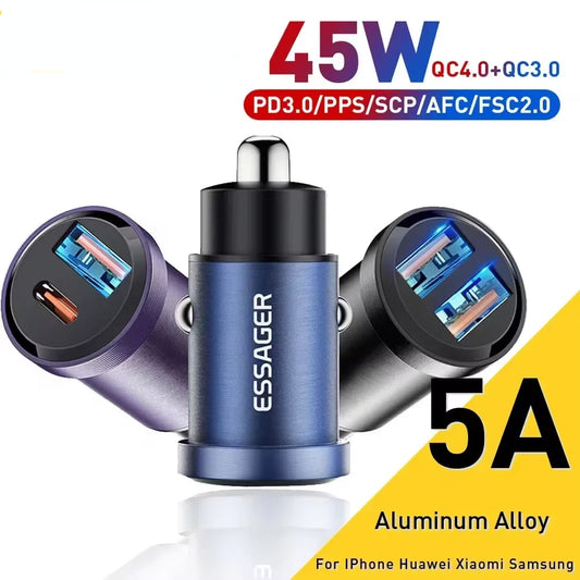 30W / 45W USB-C + USB-A Fast Car Charger (PD + QC 4.0)