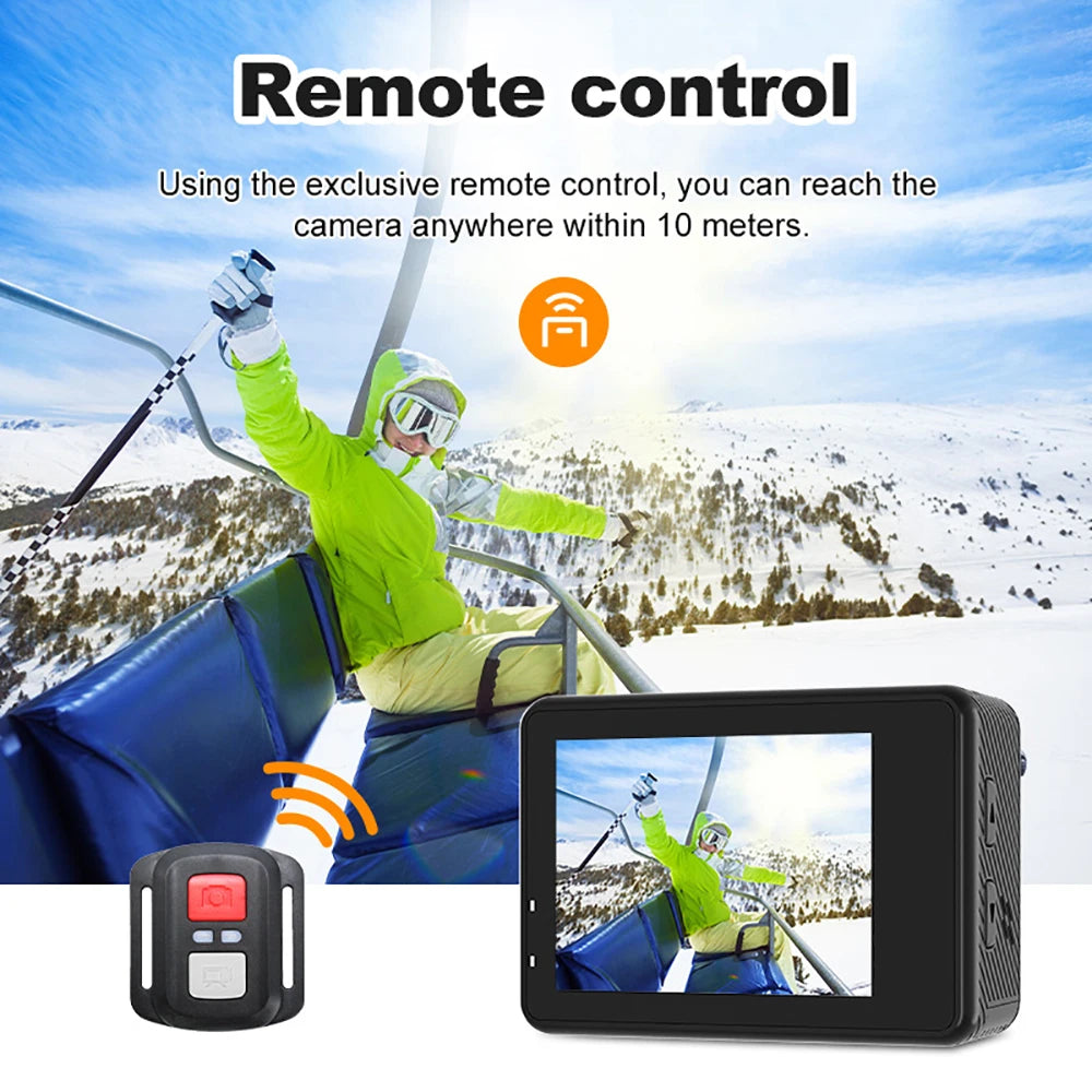 5K 4K60FPS Action Camera 50MP Dual Screen Touch Display WiFi EIS Waterproof Sports Camera with Wireless Microphone Support