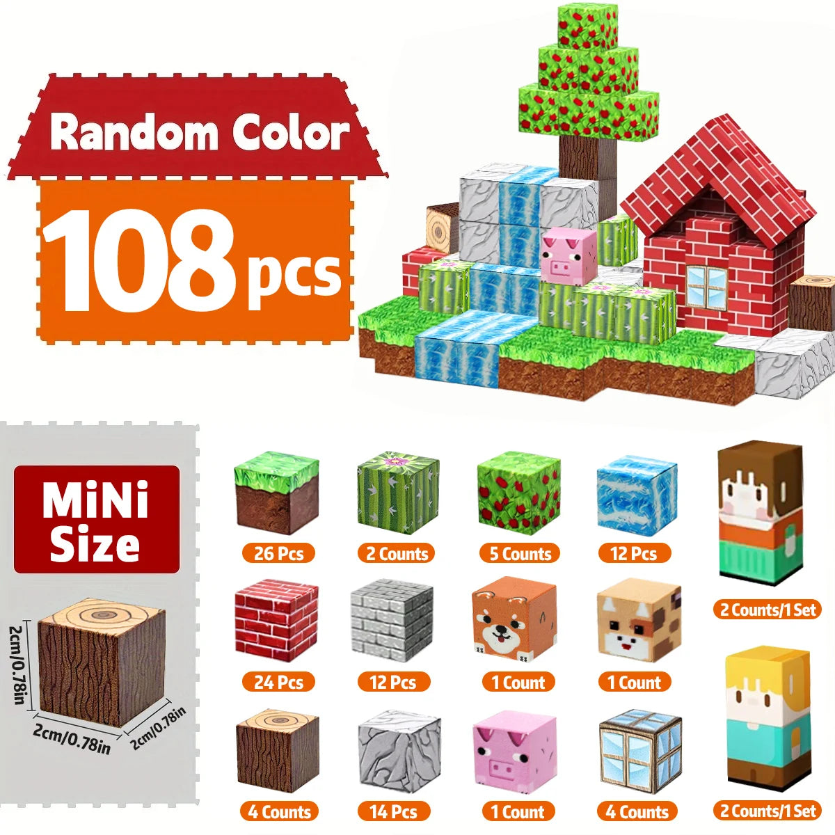 Building Blocks Mine World Cube Set for Boy Girl Age 3+ DIY Model  Stem Montessori Sensory Toys Gift