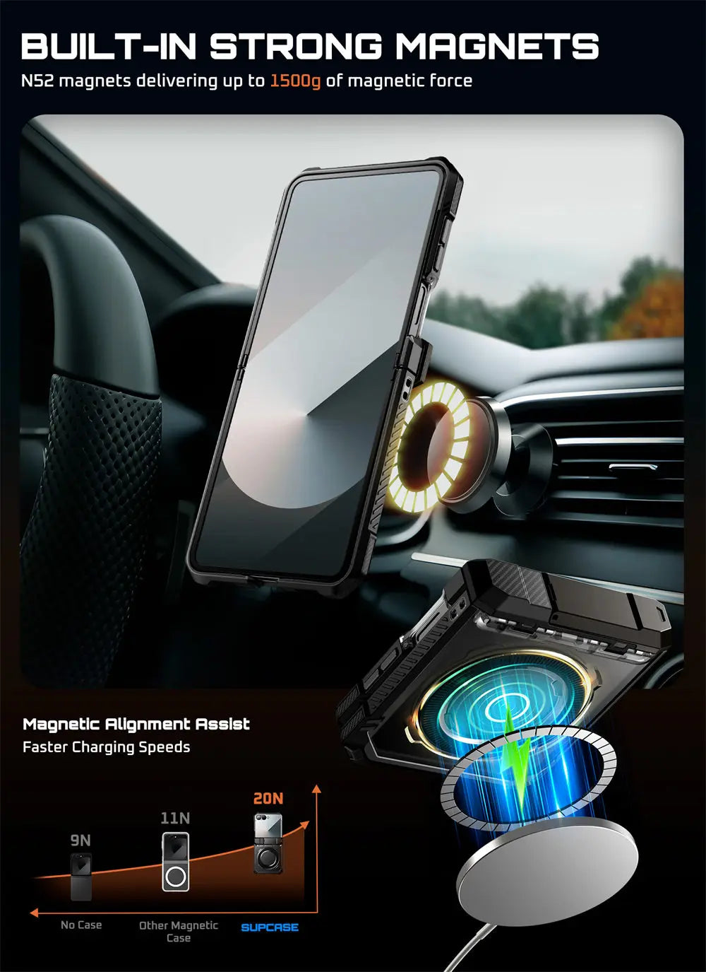 For Samsung Galaxy Z Flip 7 Case UB Grip Military-Grade Rugged Back Phone Case with Stand & Front Screen Protector