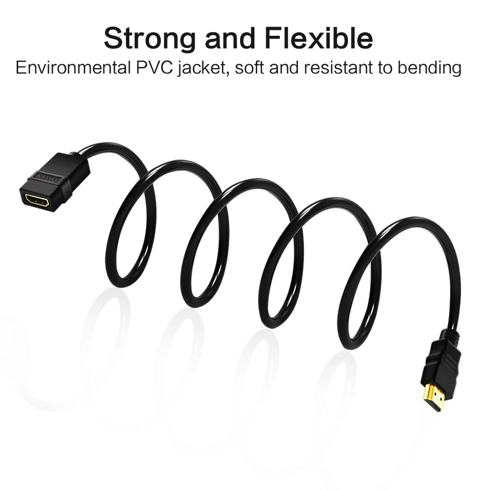 Cable HD to HD Female Adapter HDMI-compatible Extension cord Right Angle Male to HD AF Extension cord 1m 2m