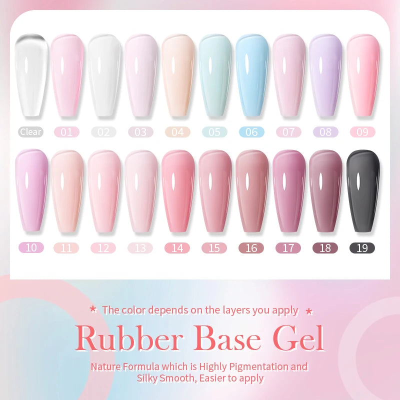 15ml Milky Pink Rubber Base Gel Nail Polish Glitter Semi-Permanent Varnish Soak Off Self Leveling UV LED Polish