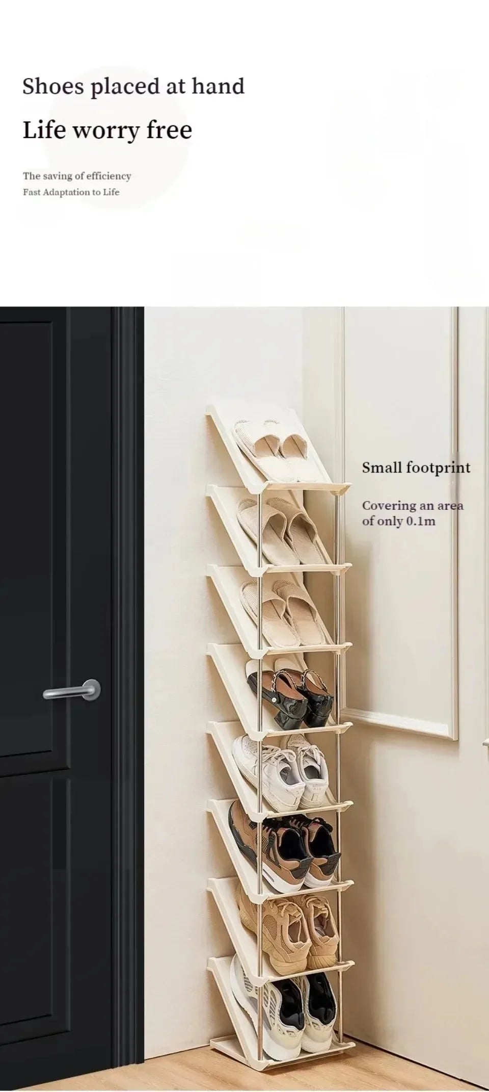 Plastic Shoe Shelf Simple Multi-Layer Living Room Vertical Shoes Racks Narrow Stackable Free Standing Shoes Entryway Or Bedroom