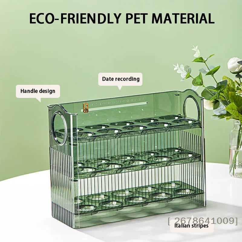 Self-Rolling Egg Dispenser – 2-Layer Clear Egg Storage Bin for Fridge Door