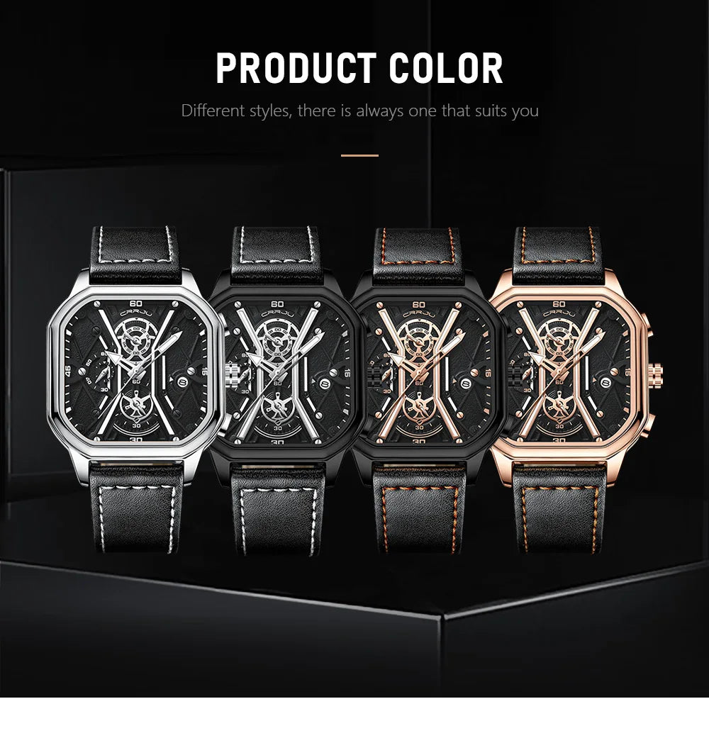 Mens Watches Top Luxury Brand Waterproof Sport Wrist Watch Chronograph Quartz Military Genuine Leather Relogio Masculino